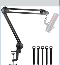 Microphone Arm Stand, Heavy Duty Mic Arm Microphone Stand Suspension Scissor Boom Stands with Mic Clip and Cable Ties for Blue Yeti Snowball Hyper X Q