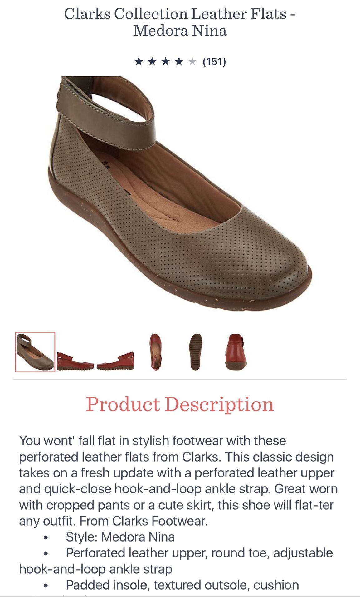 Women’s Clark’s Perforated Leather Shoes-10