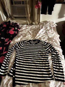 Black and White Striped Long Sleeve Top