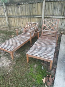 Wooden Outdoor Lounge Chairs Set of 2