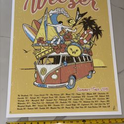 Weezer Rare Limited Edition Print Specifically Designed By Cigart For 2016 Tour. Signed In The Lower Corners. 