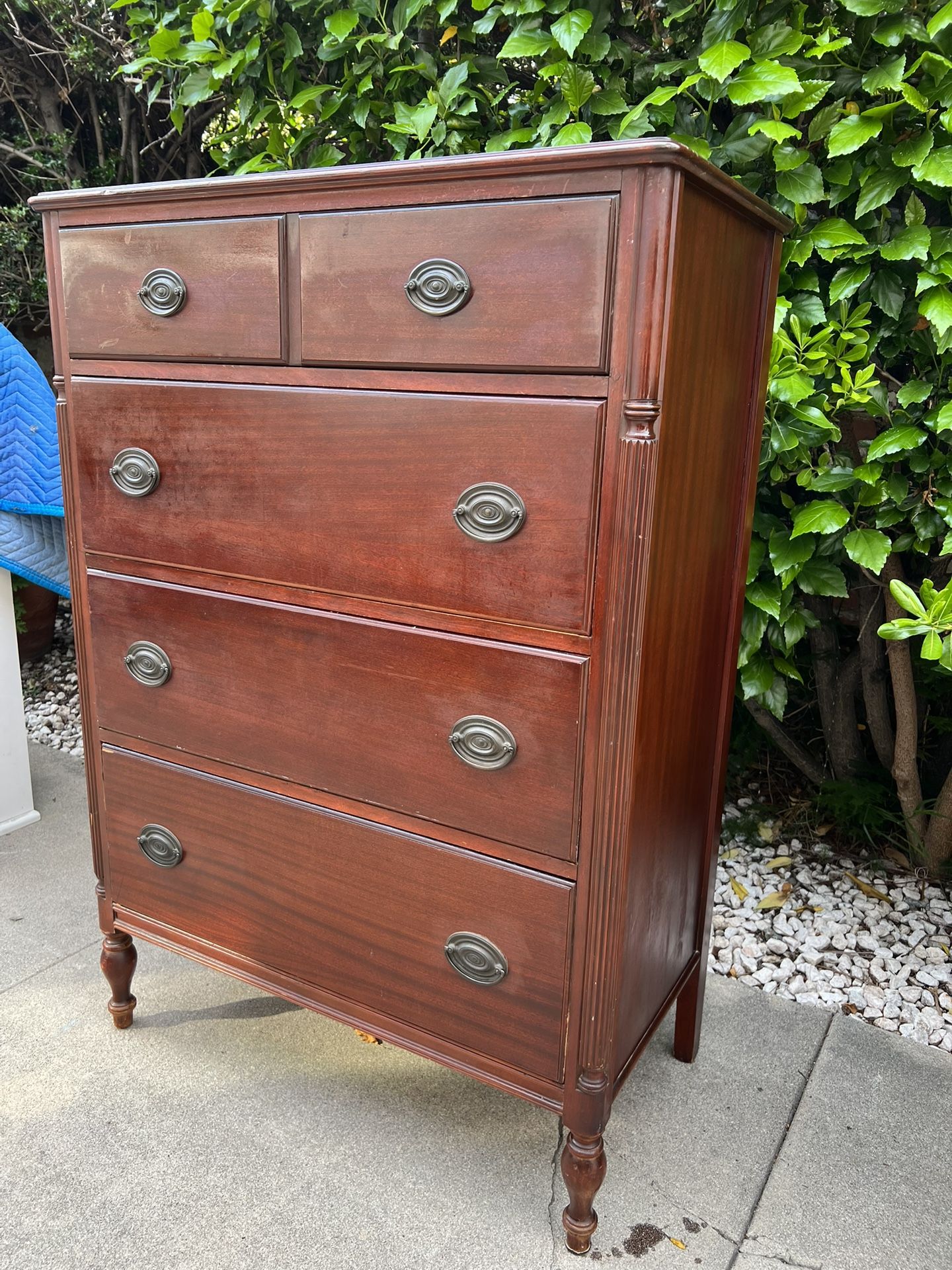 vintage 4 drawer dresser Traditional 4-Drawer with Brass Hardware  Warm Chestnut Finish Tallboy Chest CUSTOM PAINT AVAILABLE Mother of Pearl (MOP) 1800's Antique Oak Dresser /