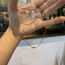 14K Yellow Gold Beautiful Heart Necklace Serpentine Chain 