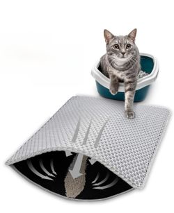 Cat Litter Gray Mat 24x16 Inch, Honeycomb, Soft on Paws, Non-Slip, Waterproof