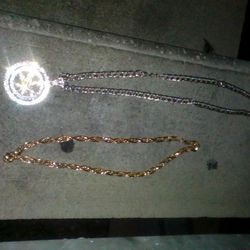 Gold Chain And Silver Chain Weed Tree On It 