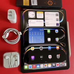 Apple IPad Pro 13” (M4 chip /OLED display/ 2024 Newest ) 256GB with keyboard, pen & Accessories