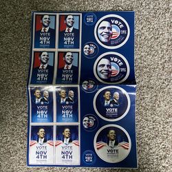 Folded “vote Nov.4th” Obama/Biden Stickers