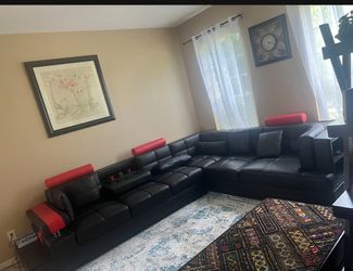 Black Italian Leather Sectional Sofa