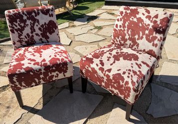 Set of 2 Cowhide Print Accent Chairs
