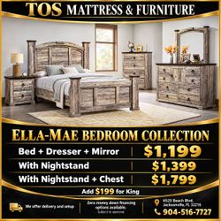 Ella-Mae Bedroom Collection – Bed, Dresser & Mirror 🚚WE DELIVER🚚