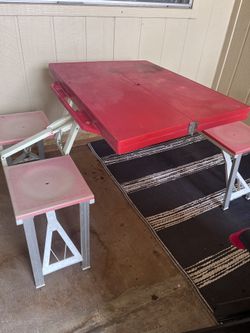 Vintage Portable Folding Picnic Table with 4 Seats