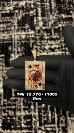 14k gold poker pendant