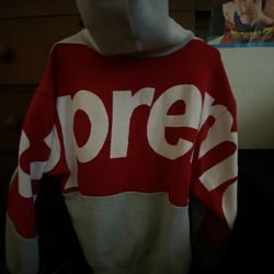 Supreme Big Logo Back Grey Hoodie  M