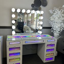 White Vanity w/ RGB Lights & Bluetooth 🔊🔊