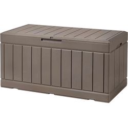 85 Gallon Large Resin Deck Box Waterproof Outdoor Storage with Padlock Indoor Outdoor Organization and Storage Container for Patio Furniture Cushions,