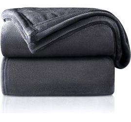 ONME Ultra Soft Lightweight Traditional Flat Weave Polyester Fiber Throw Blanket - 50"x60" Solid Dark Gray, All-Seasons, for Family Couch, Gifting, Ho