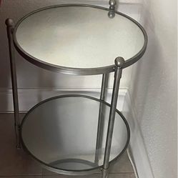 Silver mirrored side tables 