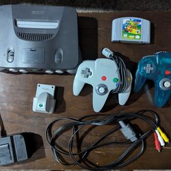 Nintendo 64 w/ Mario 64 & Controllers