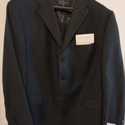 NWT 46Short Men's Suit Jacket Blazer Black Pinstripe 