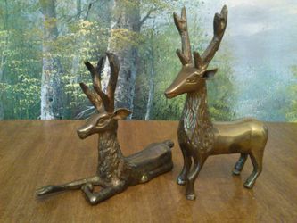 Pair of Vintage Brass Deer Figurines

