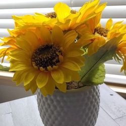 Ceramic Pot With Faux Flowers 