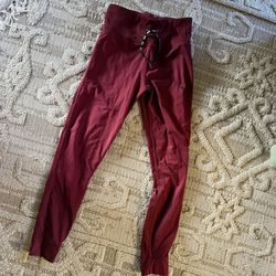 Puma Burgundy Athletic Leggings joggers drawstring women’s Sz small