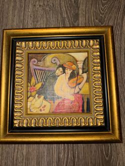 Framed Figurative Art Print with Gold Frame