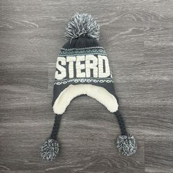 Fleece Lined Beenie With Poofs