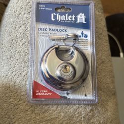 New Chalet by Chateau Disc Padlock (70mm) – Stainless Steel, Sealed Package 