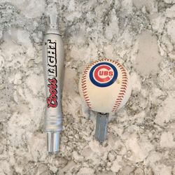 2 Beer Taps, Coors Light 8" & Cubs Baseball 5"