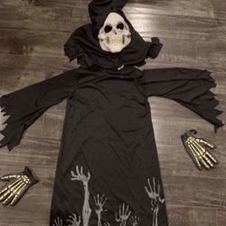 Halloween Kids Grimm Reaper Glow In The Dark Costume  Size S (5-7)
