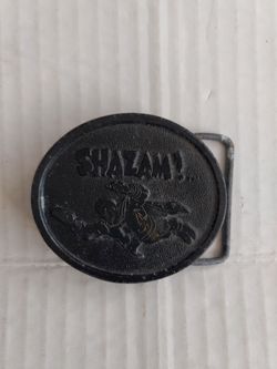 Shazam! vintage 1976 oval-shaped Metal belt buckle