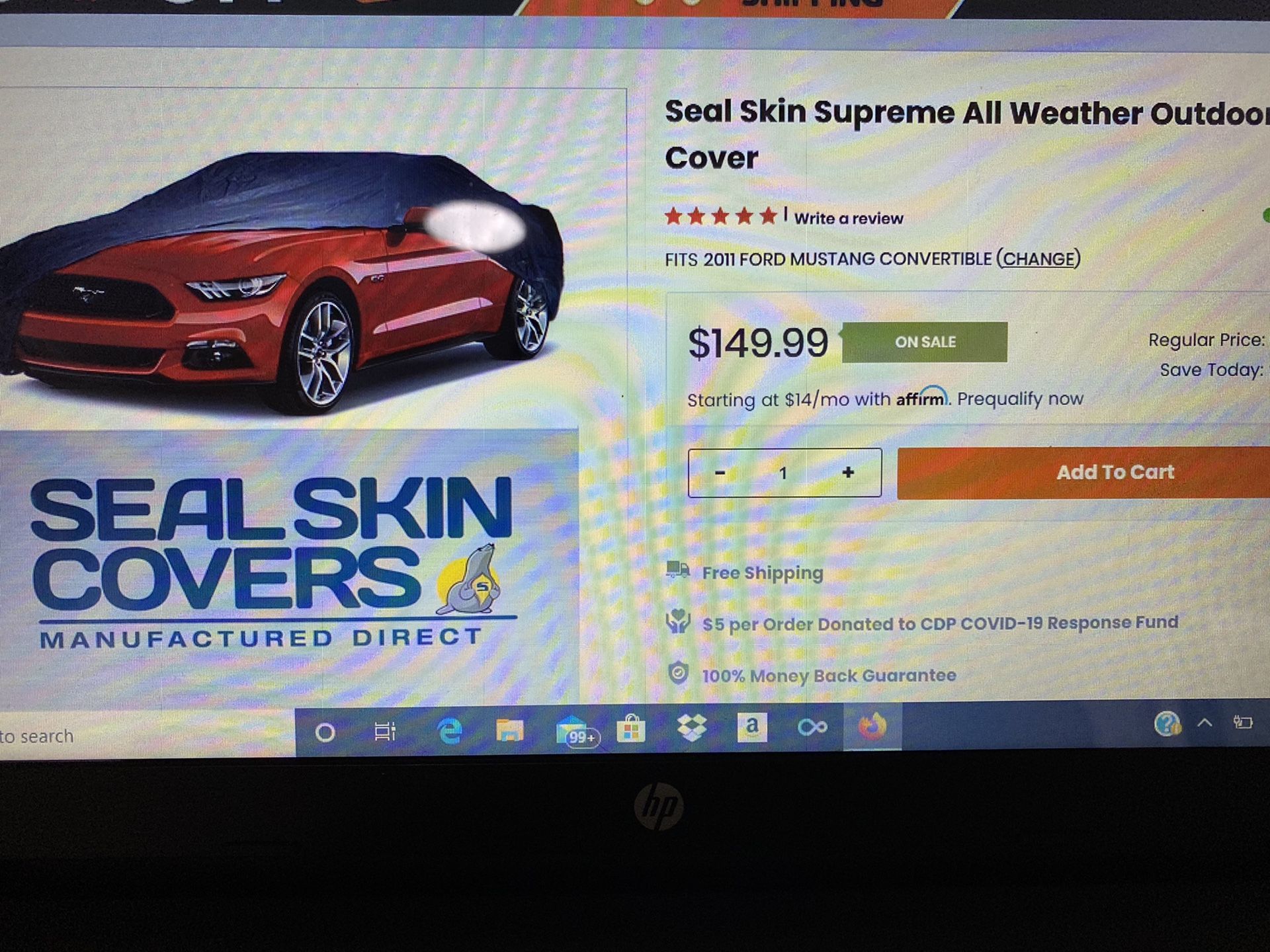 All weather outdoor cover for Ford Mustang