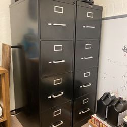 2 Four-Drawer Steelcraft Filing Cabinets Black