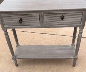 Gray Wood Console Table with Two Drawers