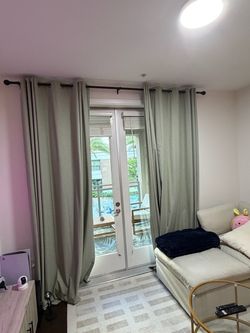 Light Green Blackout Curtain Panels & Rod