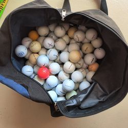 124 Used Golf Balls with bag NEW Mens Glove and Tees