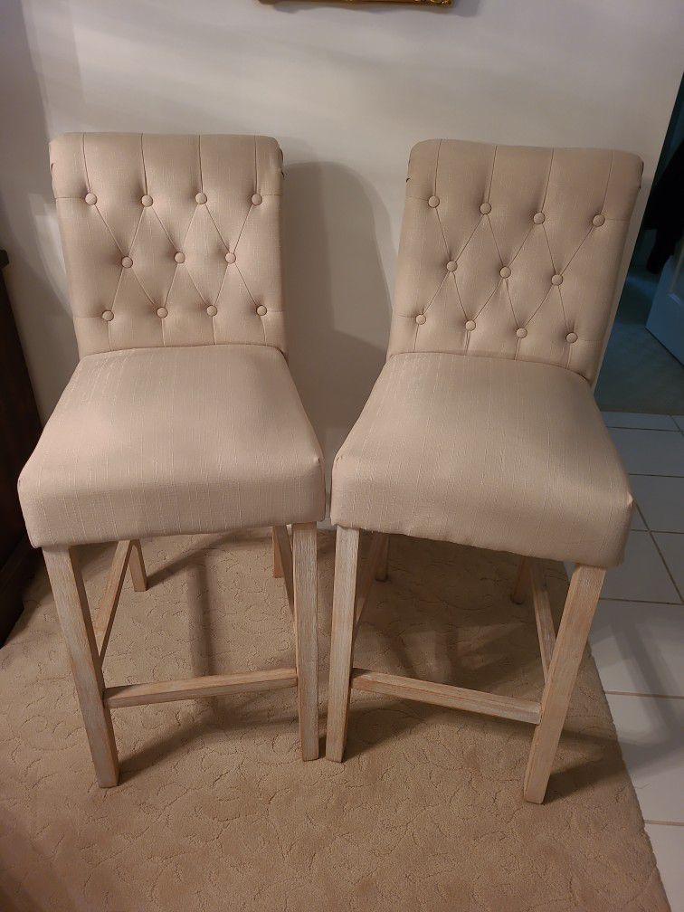 Brand NEW Assembled NOBPEINT FABRIC UPHOLSTERED BARSTOOLS  29 INCH 2 EACH For The PAIR 2 Each 