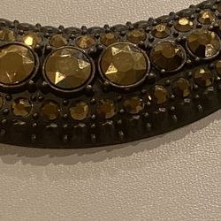 Gold and taupe color chocker,18” with 2-1/2” extender “, brass tone color