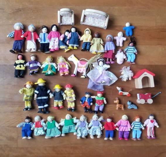 Wooden Dolls Pets Princess Firemen Pirates More