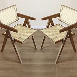 Retro Rattan Dining Chair Ash Wood Frames Price 2 Chairs  (8 Available)