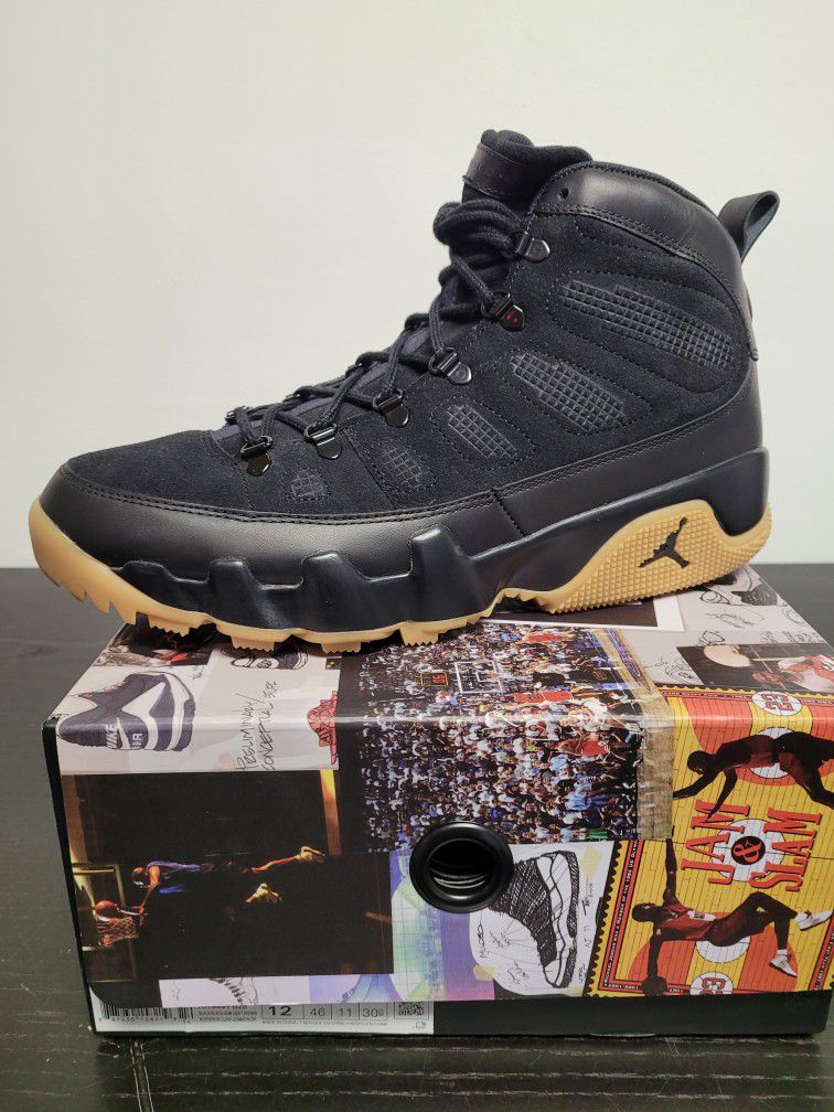 Jordan 9 Boot Black Gum Bottom Size 12