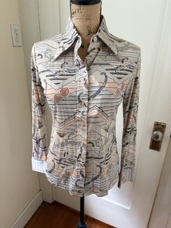 Vintage 1970s Helen Sue Novelty Print Shirt - Size S