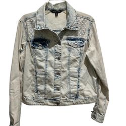 Baccini Decorated Denim Jean Jacket  Womens Size Medium 