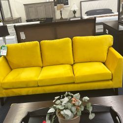 Velvet Yellow Couch