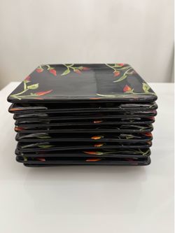 Clay Art Picante Hand Painted Salad Plates