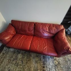 Red Leather  Couch