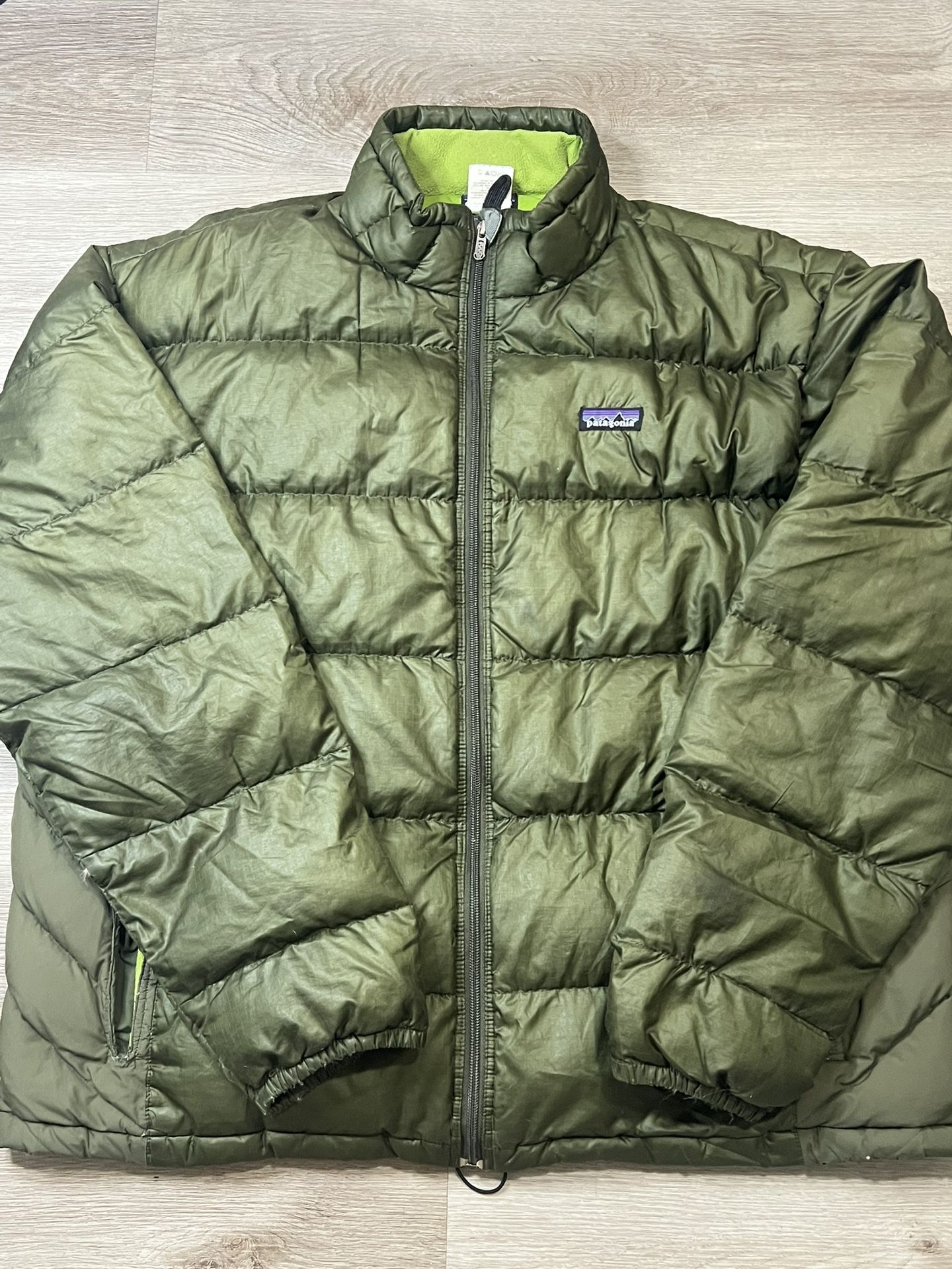 Patagonia Patagonia Mens XL Down Jacket Brown Full Zip Pockets Mock Neck Puffer Goose Fill