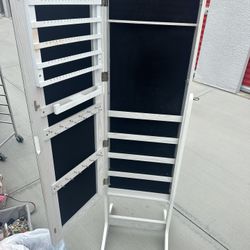 Vanity Standing Mirror With Makeup And Jewelry Storage 