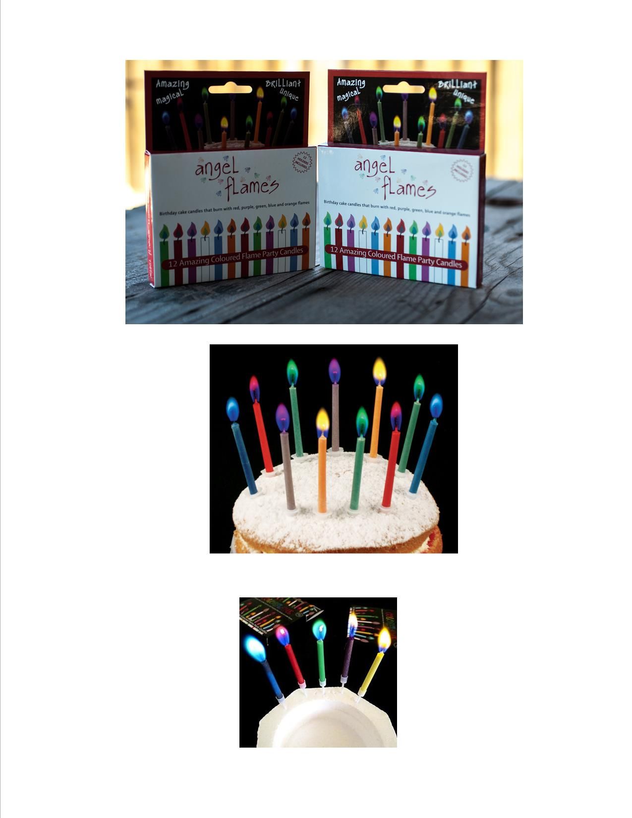 Angel Flames Birthday Cake Candles with colored flames
